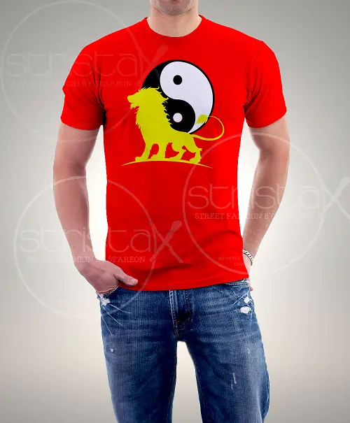 Lion Yin Yang Printed Tee Shirt